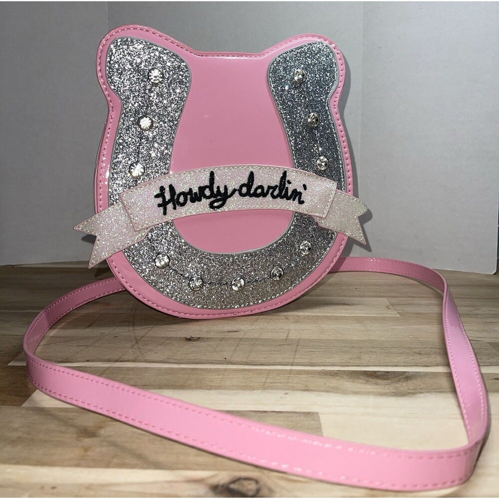Betsey Johnson Pink Horseshoe Rhinestone Crossbody Howdy Darlin Western Purse